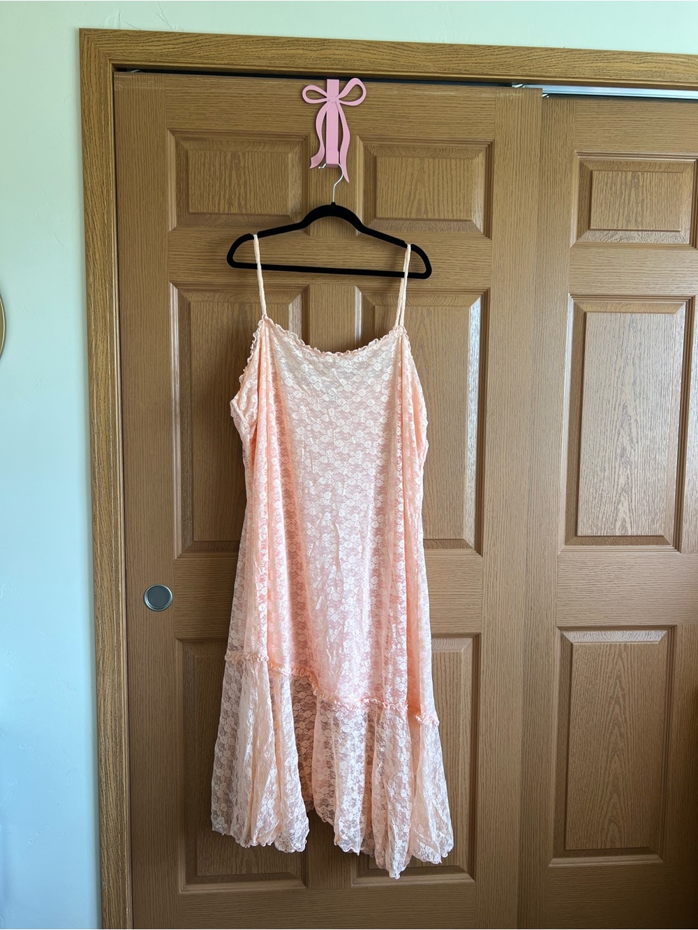 Old Navy Peach Lace Midi Slip Dress